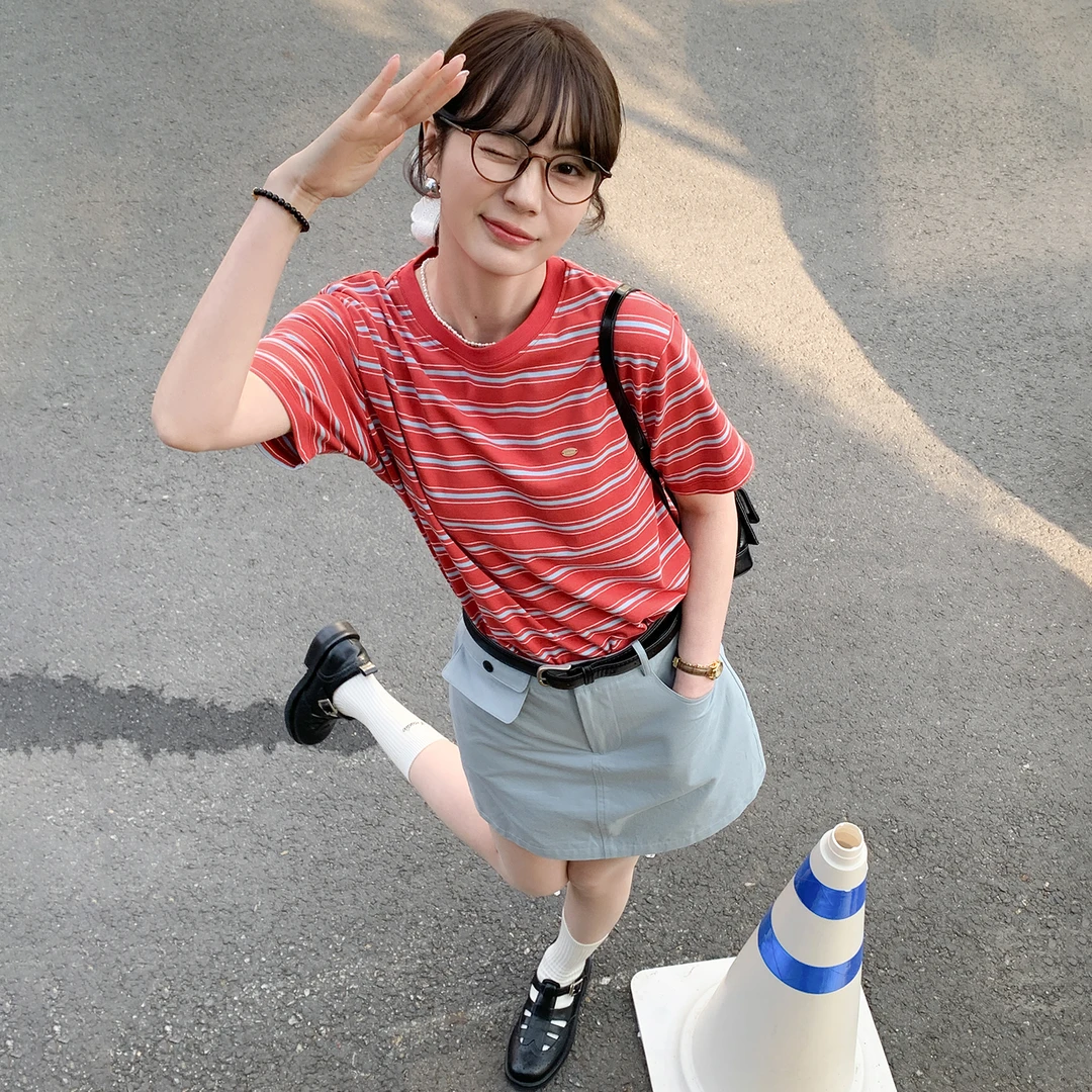 【新品】【条纹油画】FS504S032圆领条纹T恤