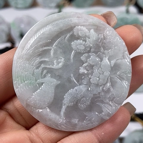 翡翠颈饰未镶嵌凤穿牡丹福利