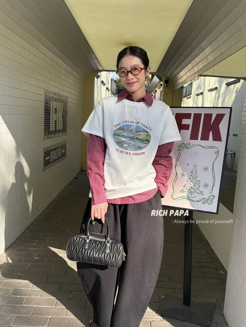 小娜家复古英文T短袖47
