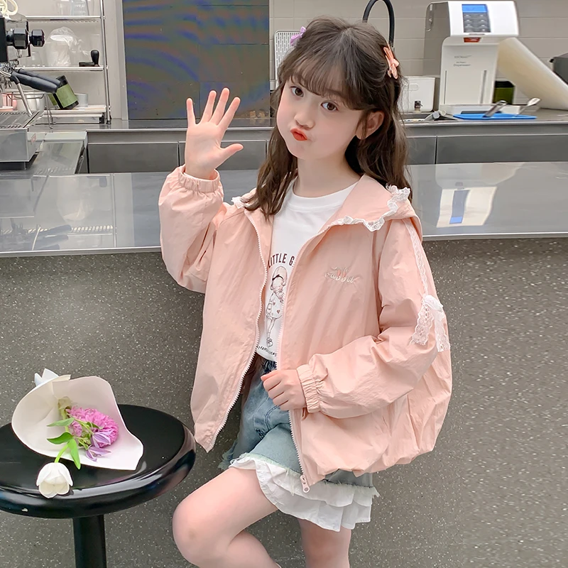 女童防晒衣2025新款夏季儿童洋气时髦连帽外套中大童休闲上衣薄款