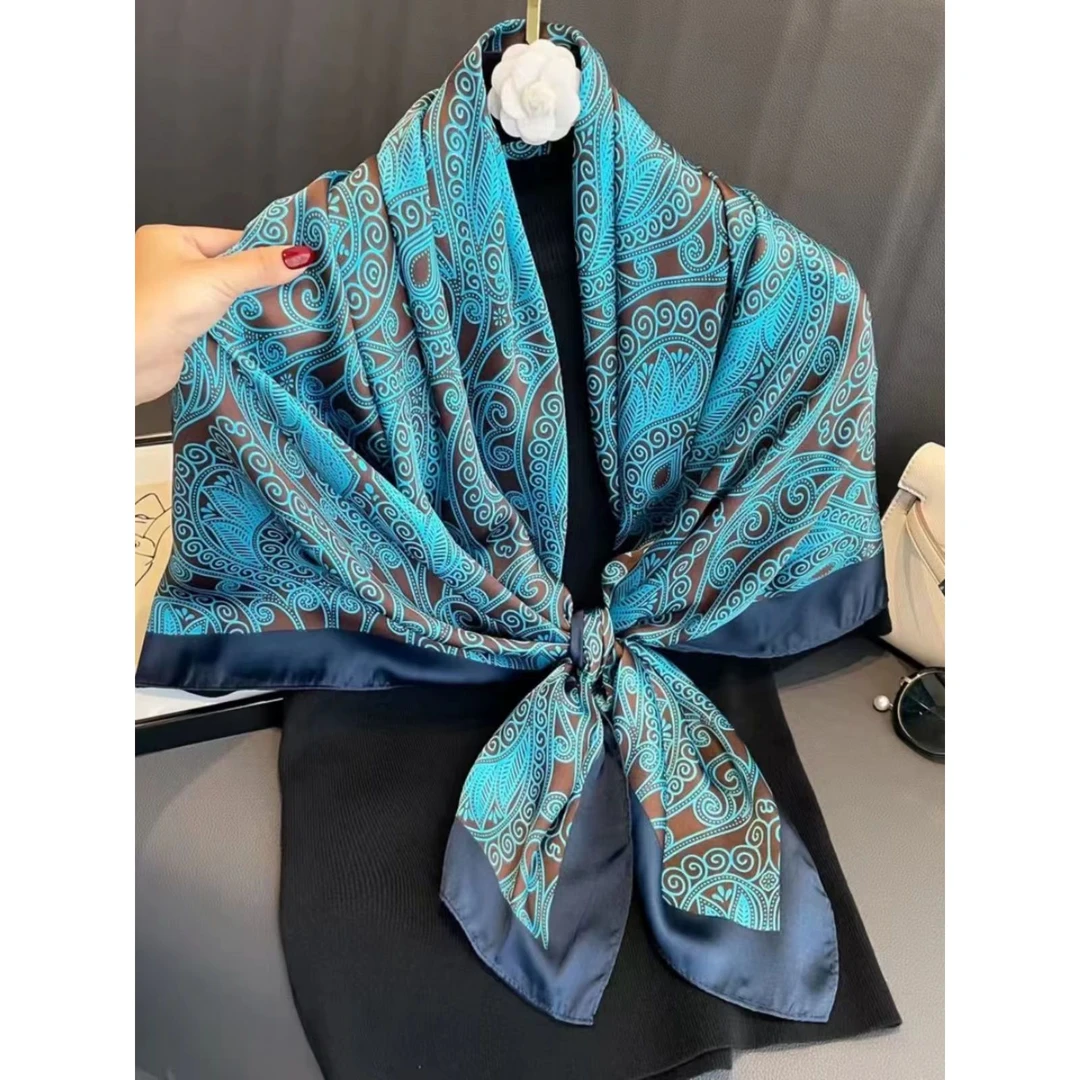 【异域孔雀蓝】高档丝巾围巾女士披肩110*110#3301