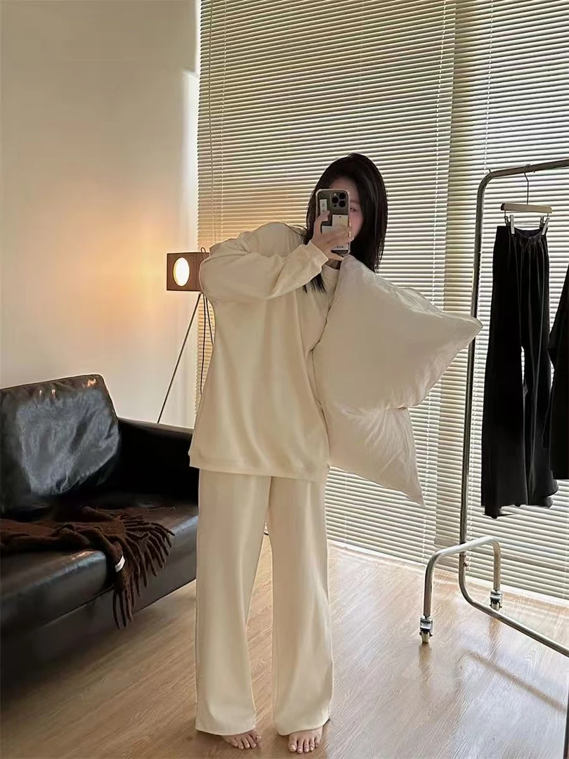 BX#7036#纯色睡衣家居服可外穿套装