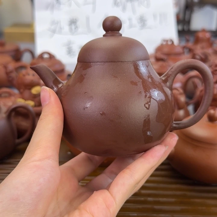 紫砂茶壶紫泥全手高梨220毫升