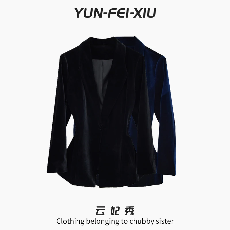 云妃秀大码女装外套舒适透气时尚宽松显瘦胖妹妹西服秋季56030