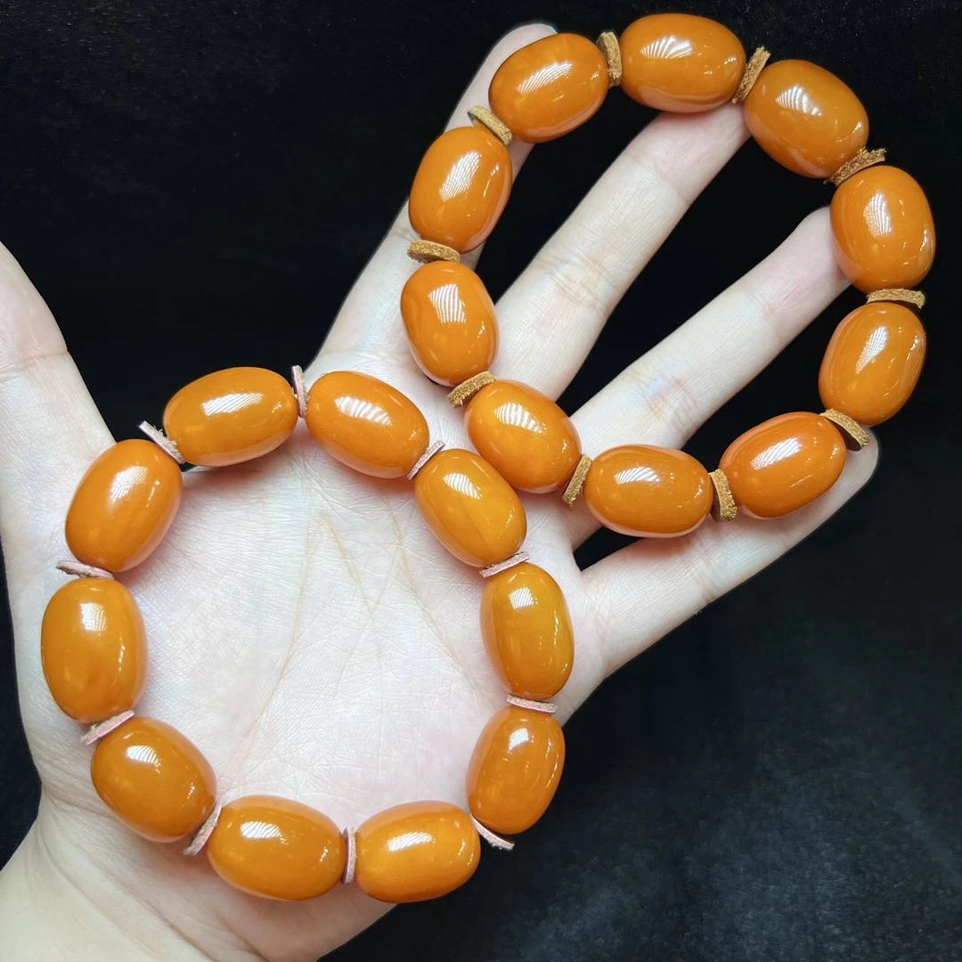 【曹掌柜精选】18 G4649-蜜蜡手串-多样性发一件-尺寸不一14*18mm