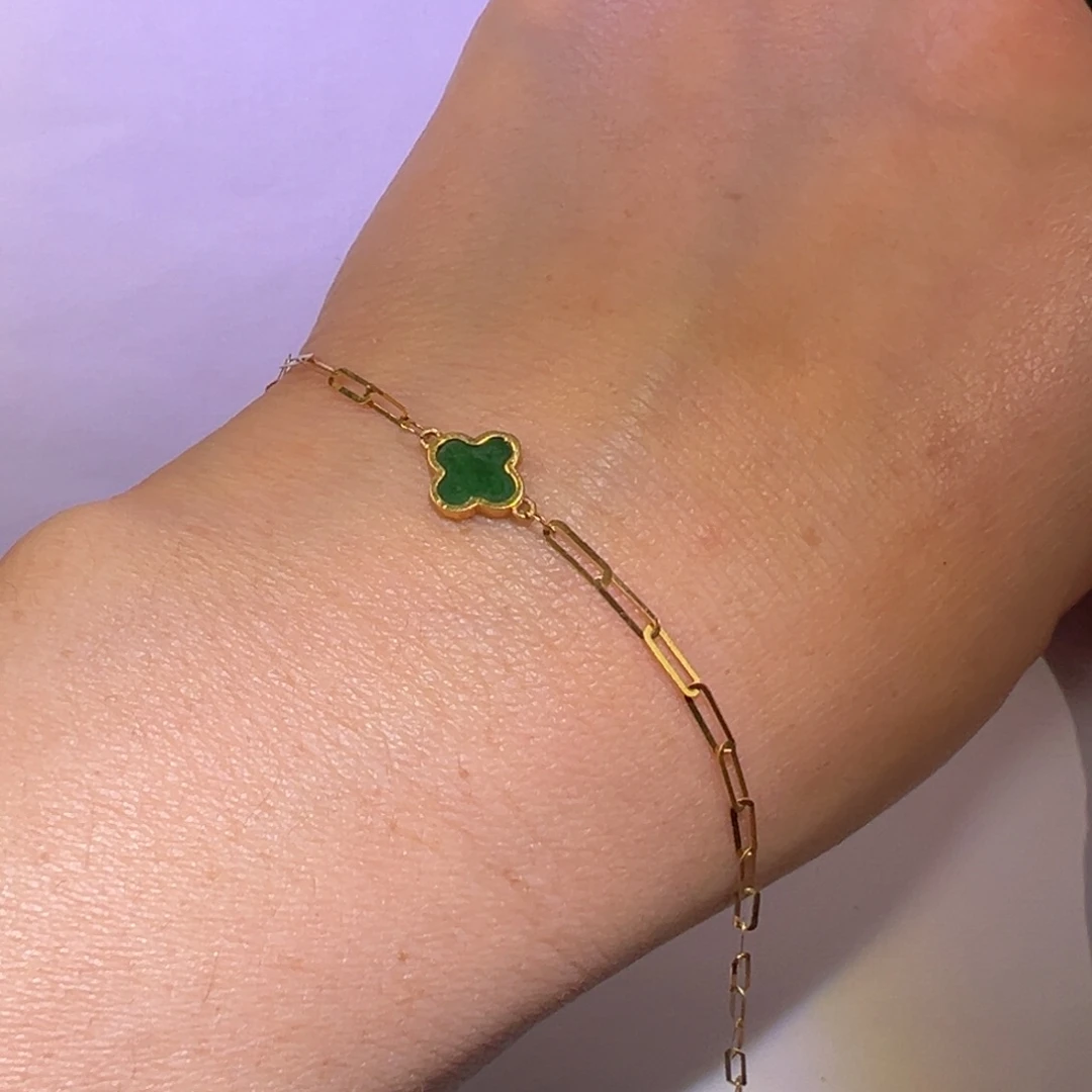 翡翠颈饰18K金镶嵌手链