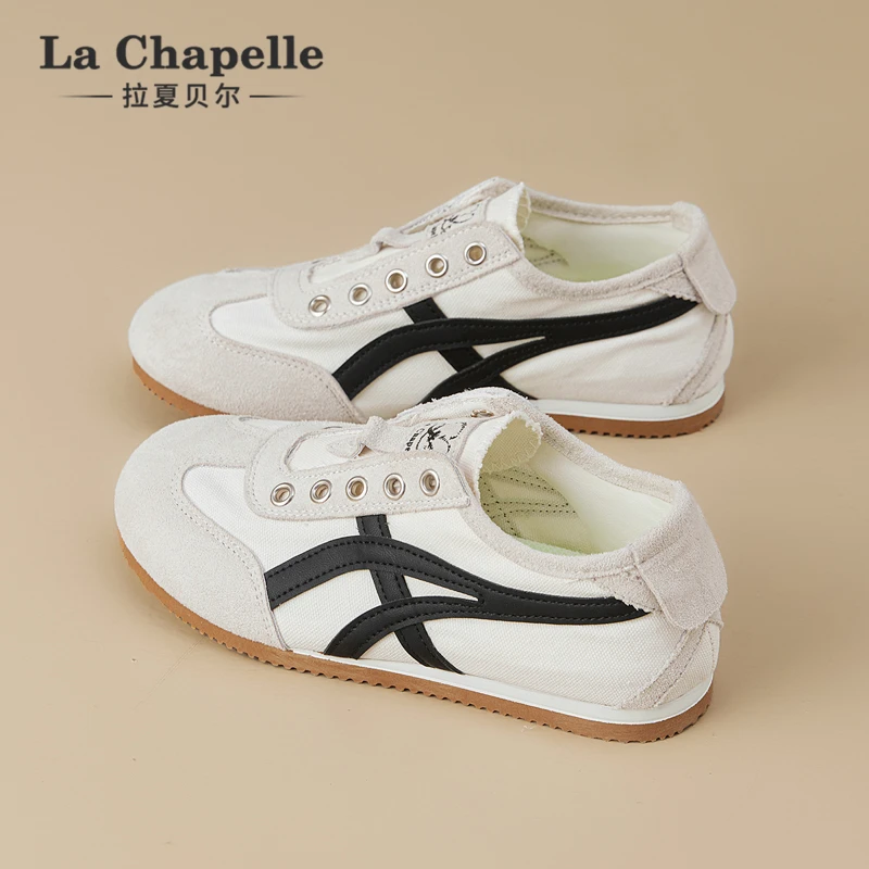 拉夏贝尔德训小白鞋女2025新款夏季百搭小众鞋子轻便软底休闲板鞋