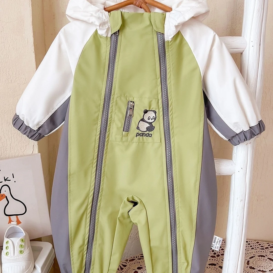【店铺热销】婴幼儿连体衣春秋冬款冲锋衣新款男女童包屁衣双层哈衣