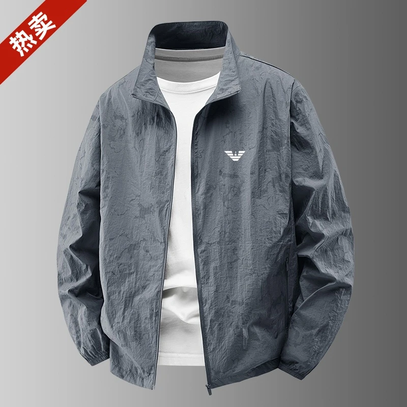 品牌热卖2025夏季冰丝防晒衣男士立领休闲户外皮肤发男冰感防晒服