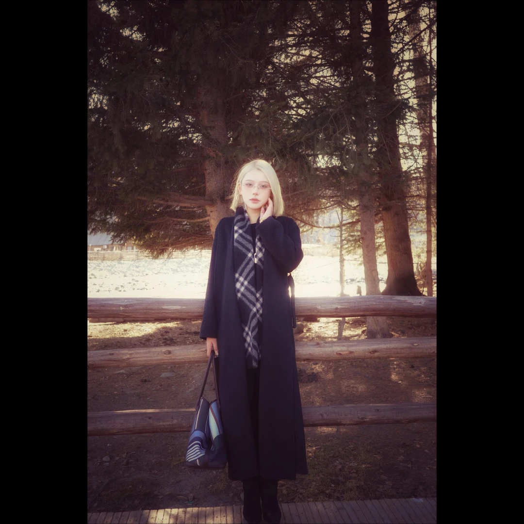 2025新款双面羊毛大衣时尚百搭系带适配各场景穿搭毛呢外套18855