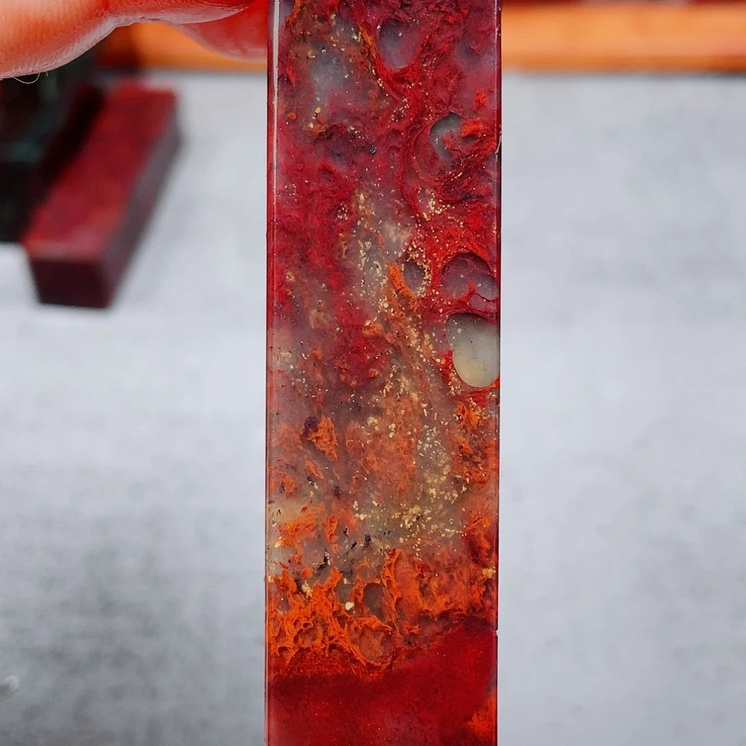 玉桂林鸡血玉印章镇尺6