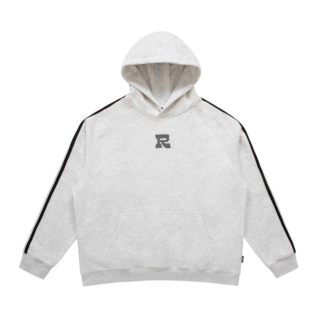 PFR AND秋冬新款R字母印花连帽卫衣袖子条纹织带宽松青年男女帽衫