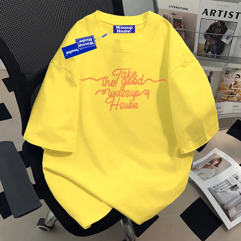 WASSUP HSUBE短袖T恤夏季美式潮流重磅圆领体恤青少年休闲半袖衫