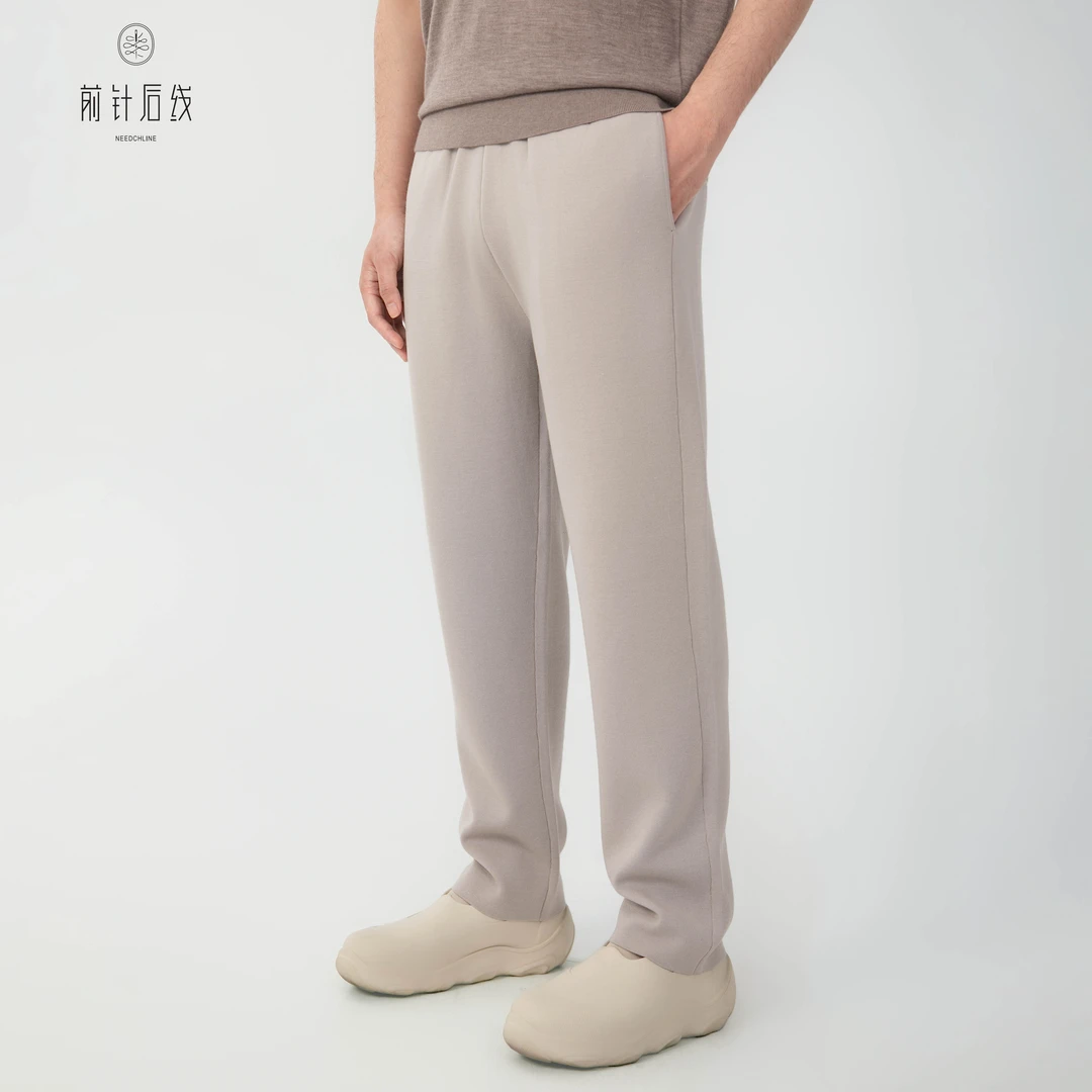 【可机洗】100%纯羊毛男款直筒休闲裤秋冬保暖宽松卫裤男士针织百搭