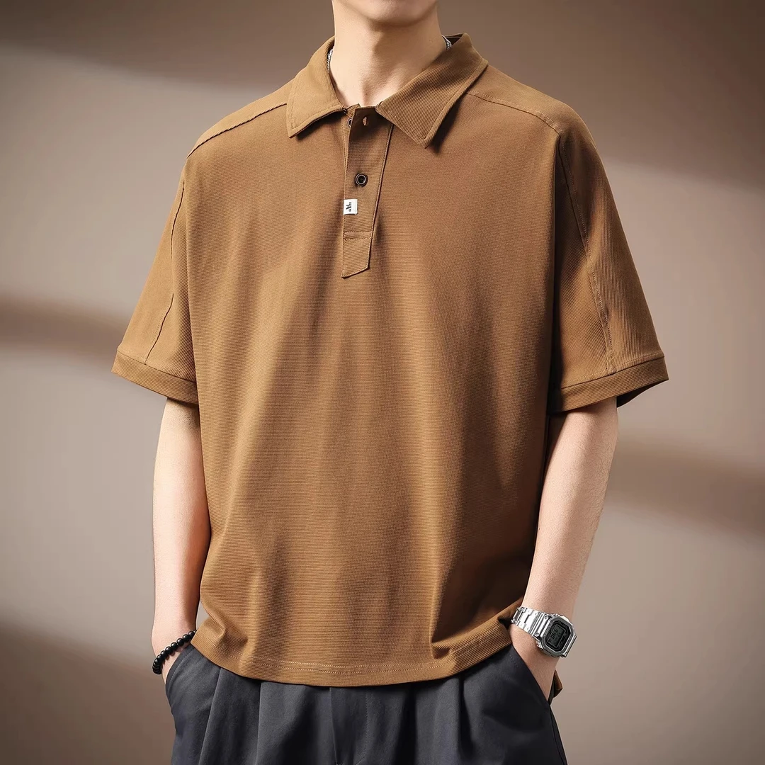 潮龛高端冰丝凉感短袖Polo衫男士夏季简约宽松休闲半袖翻领T恤