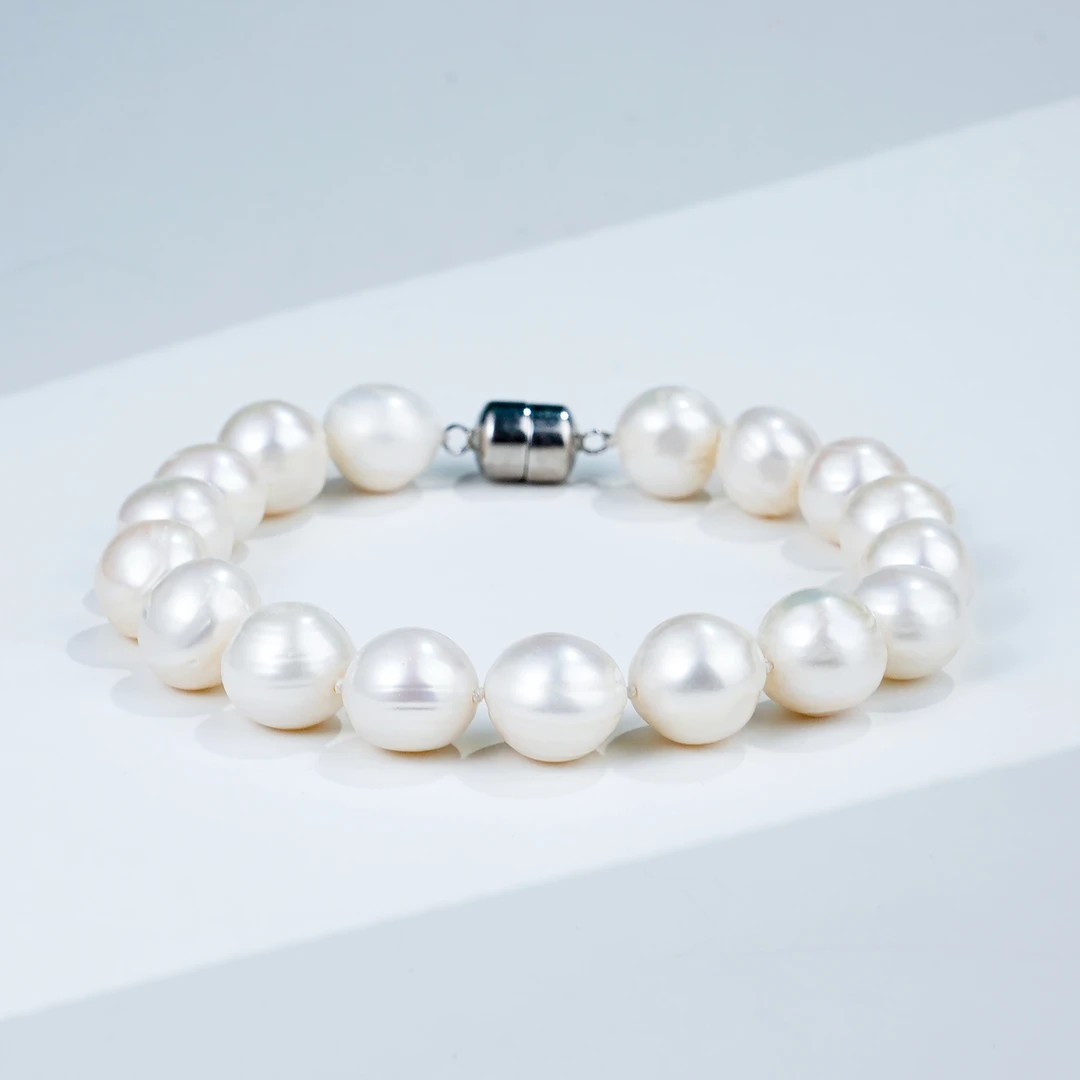 11-14mm采洛C60无核淡水螺纹珍珠手链冷白光伴彩时尚