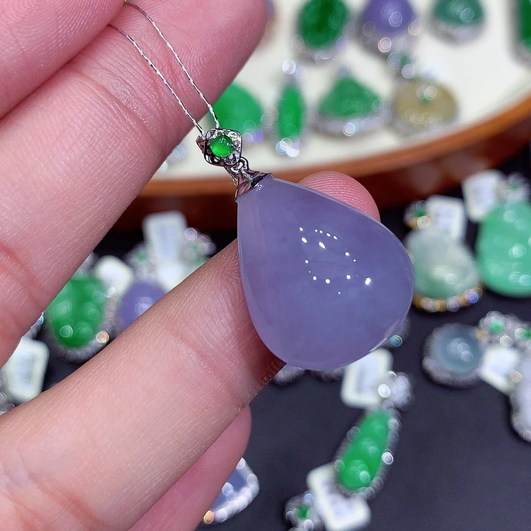 翡翠吊坠(不含链)18K金镶嵌