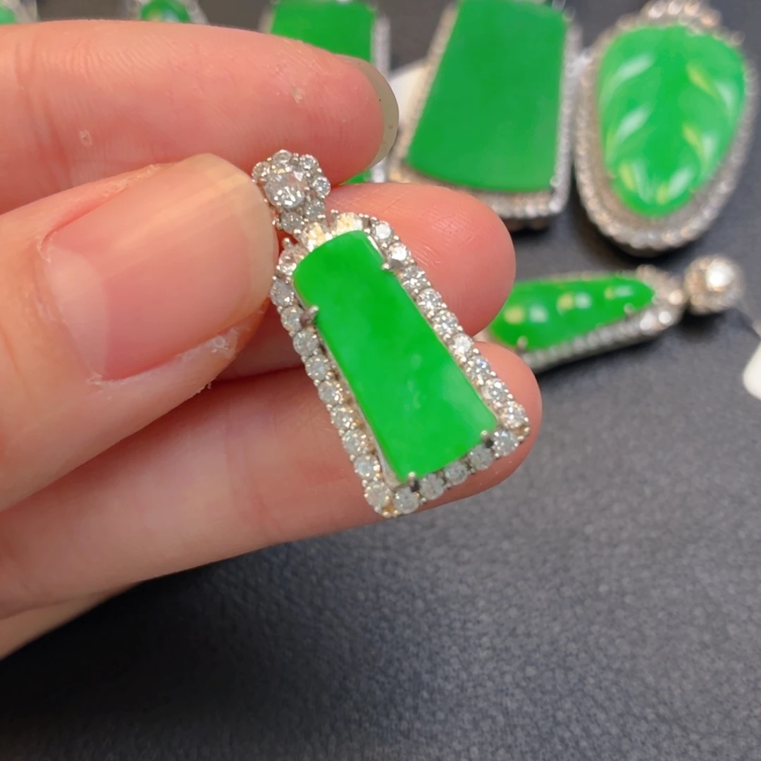 翡翠银S925镶嵌吊坠(不含链)