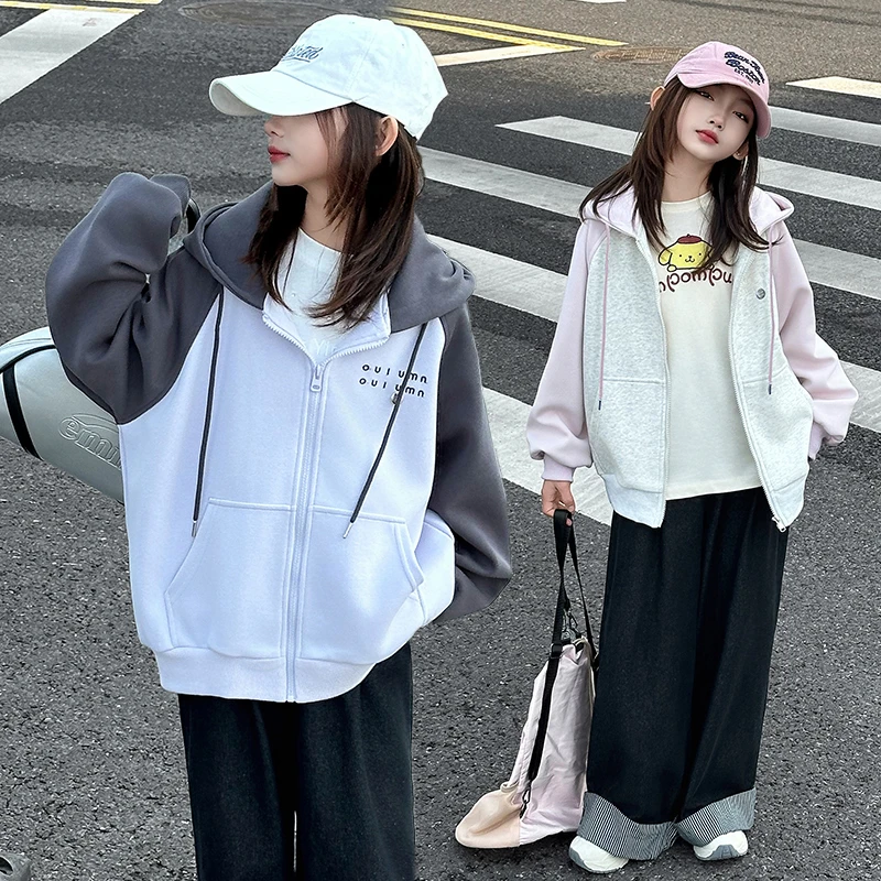 女童外套春秋2025新款6-12岁15岁洋气中大儿童小学生休闲运动上衣