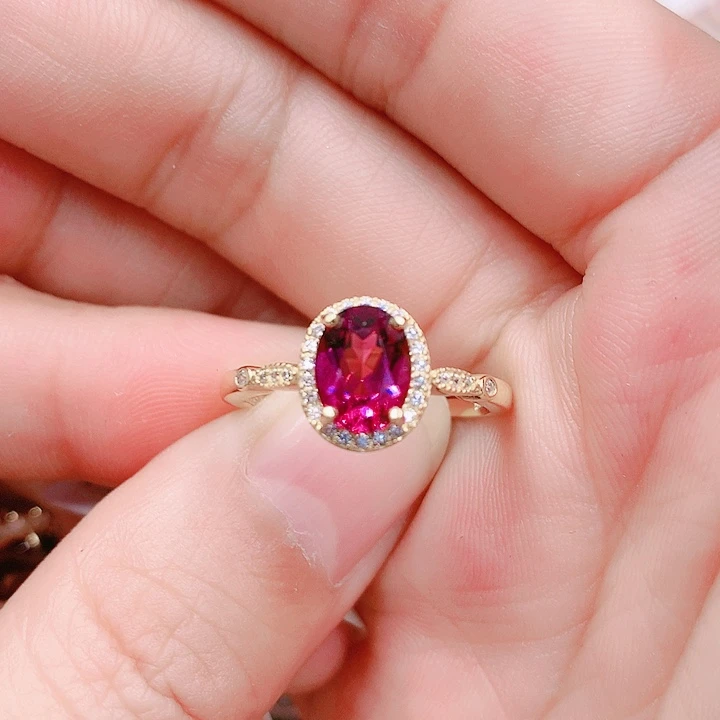 石榴石戒指银S925镶嵌6✖️8