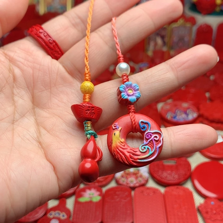 天然辰砂工艺品朱砂手机坠