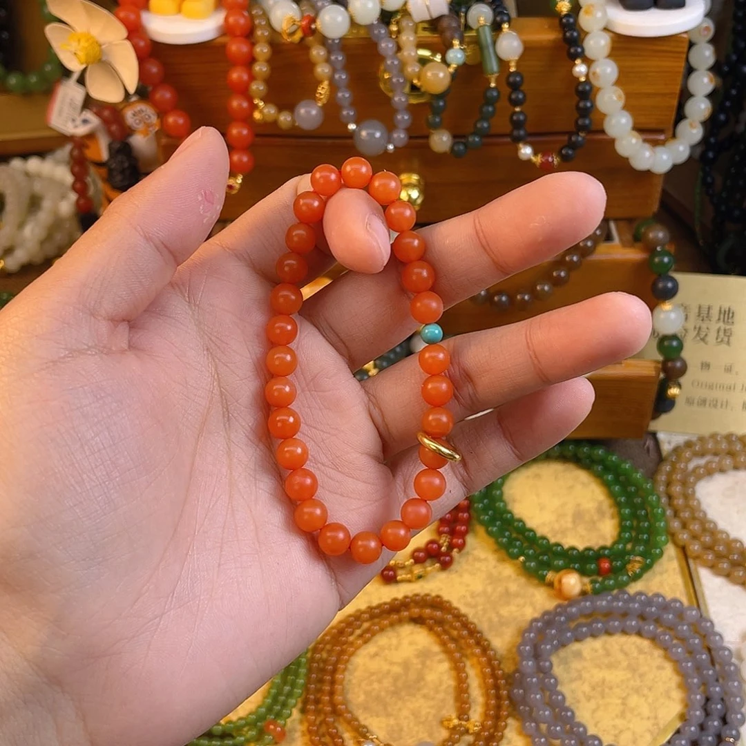 南红玛瑙单圈手串未镶嵌