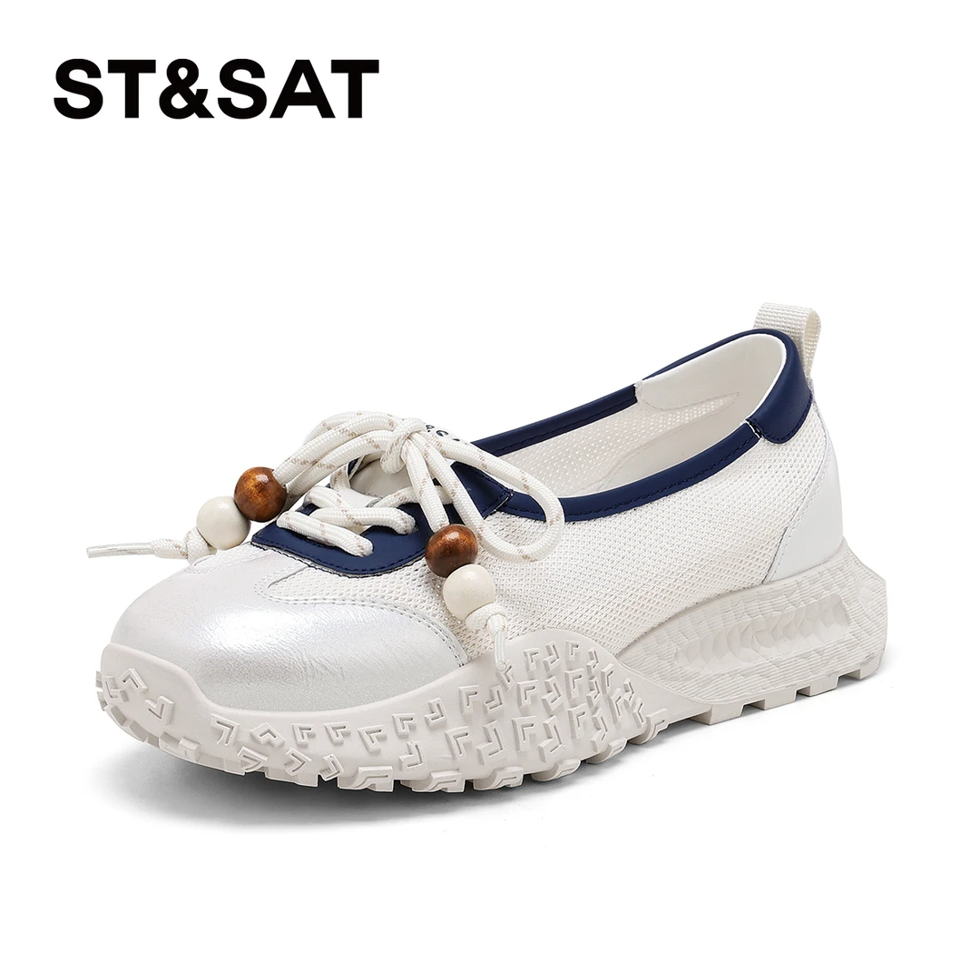 St&Sat/星期六德训鞋女2025夏季新款时尚百搭休闲女鞋透气阿甘鞋