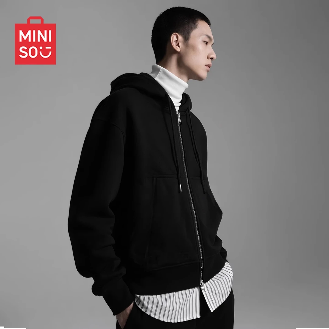 MINISO/名创优品卫衣外套男2025年秋美式宽松运动连帽拉链上衣