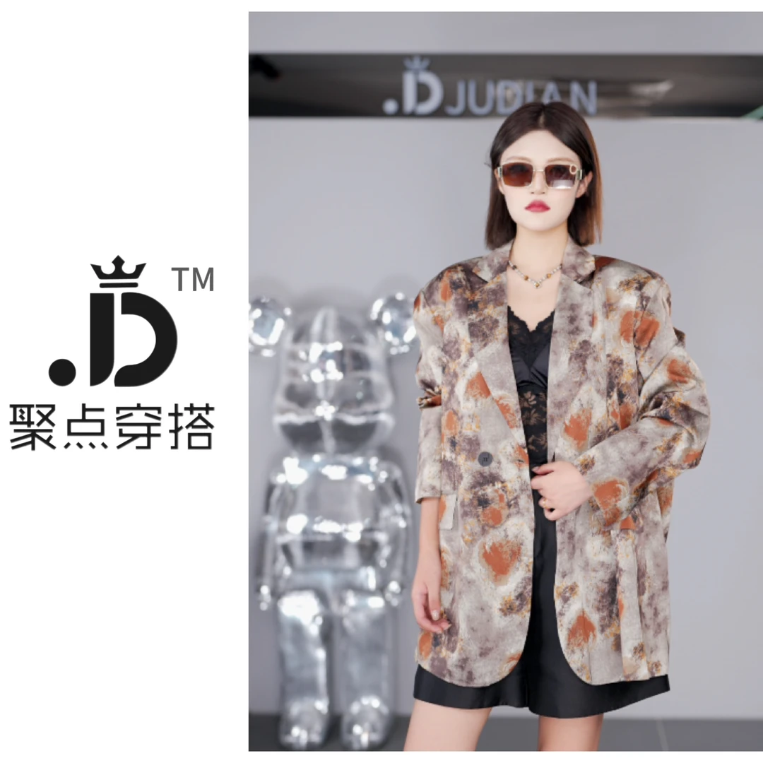 JUDIAN-【里约艺术】小众设计高级感宽松休闲印花西装外套8jd514486