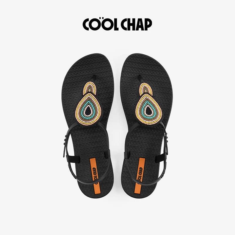 COOLCHAP新款夏季海边沙滩星月夜系列罗马风情休闲凉鞋情侣