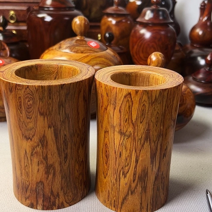 8*)越南黄花梨笔筒一对