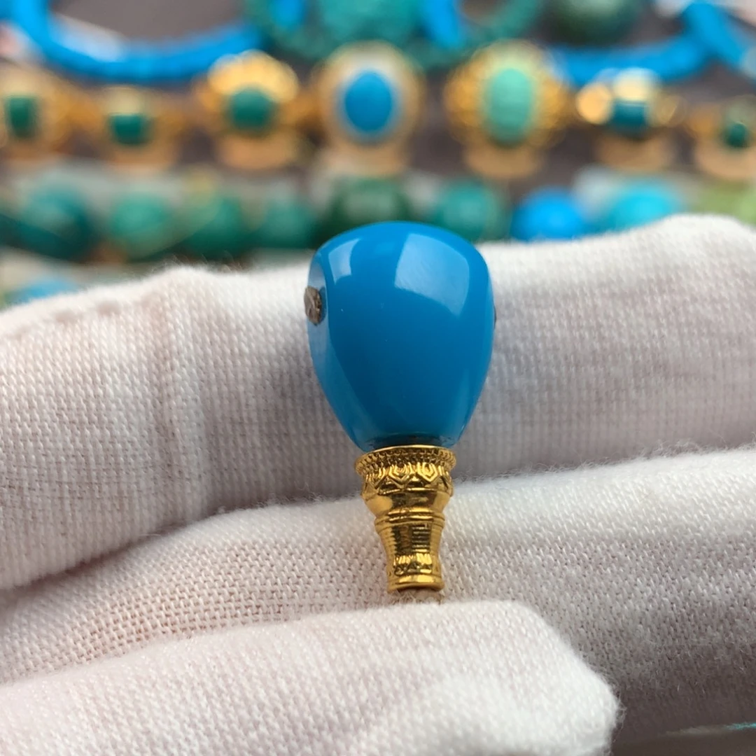 绿松石足金镶嵌绿松石10*10mm