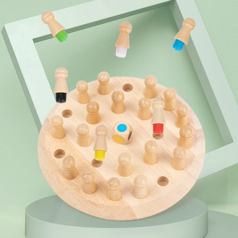 儿童木制早教颜色记忆棋专注力亲子互动趣味游戏科教益智类玩具