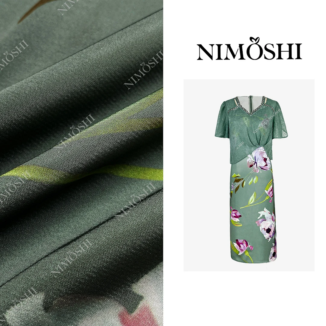 【莎总专属】夏季时尚清晰荷花晕染复古设计气质显瘦连衣裙Q2118