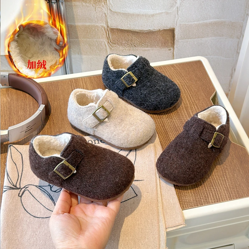 2025秋冬新款儿童防滑男棉鞋车缝线女冬季男女通用雪地棉靴鞋子