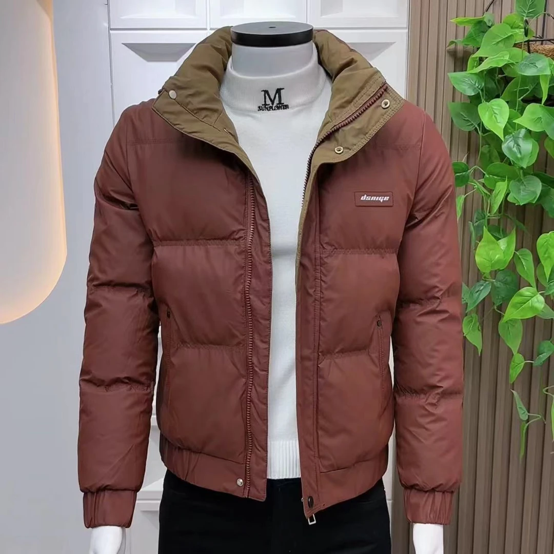 男士冬季拼色立领棉服时尚加厚外套2025新款男装上衣痞帅休闲棉衣