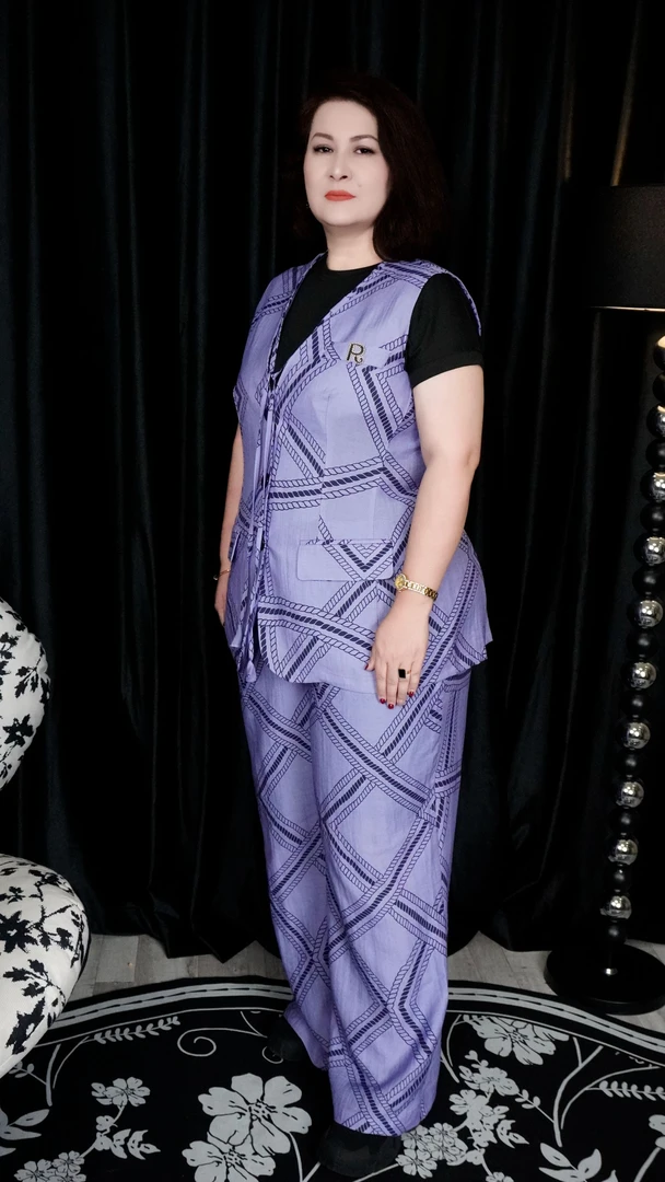 大码女装宽松休闲风印花圆领短袖休闲百搭家居服时尚套装两件套