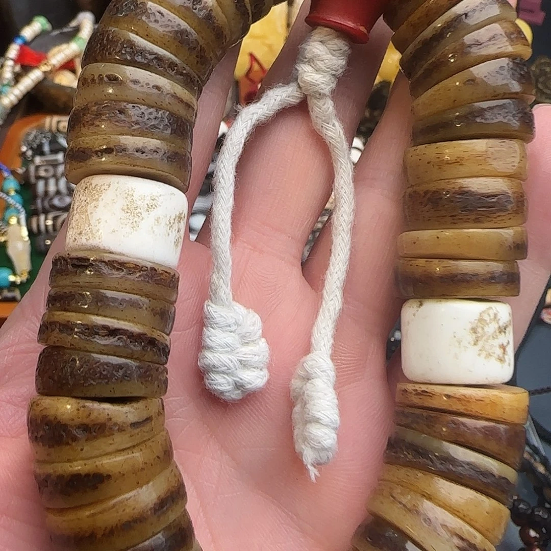 牛骨手串/手链罕见的18尺寸老的真牛嘎不是雕刻高仿