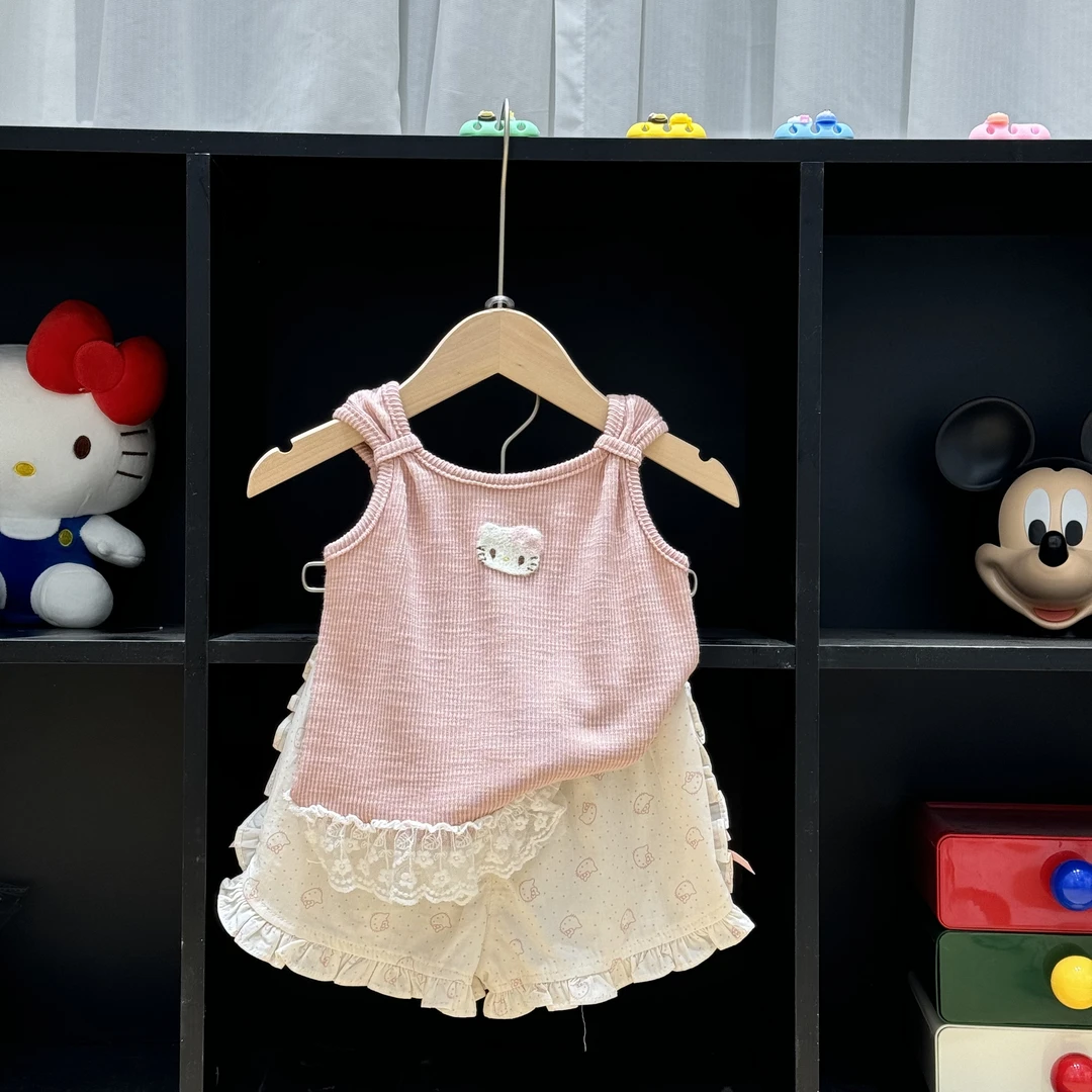 女童套装夏季儿童宝宝吊带背心短裤洋气两件套时尚薄款无袖夏装