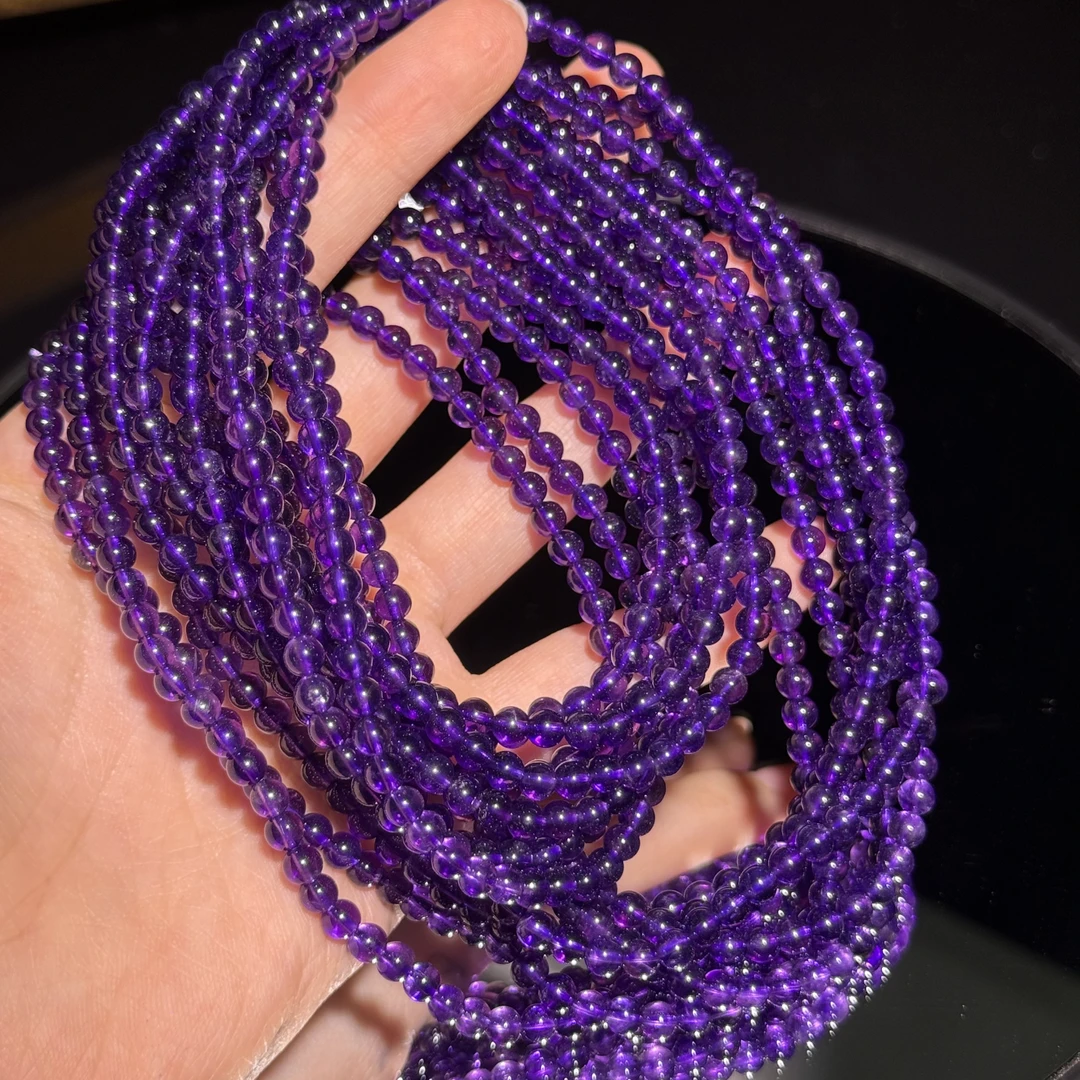 【高品】天然乌拉圭紫水晶多圈手链4MM+多样性发一件