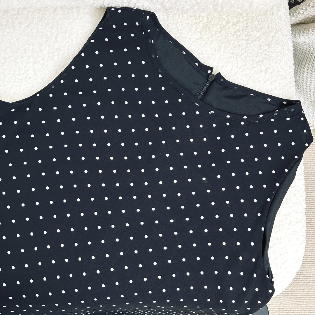 【涟漪】乔其纱长裙波点简约连衣裙无袖连衣裙