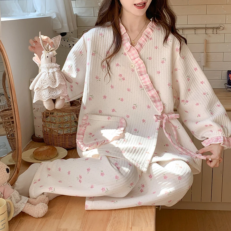 空气棉月子服春秋冬款加厚保暖孕妇产后哺乳睡衣怀孕期待产衣大码