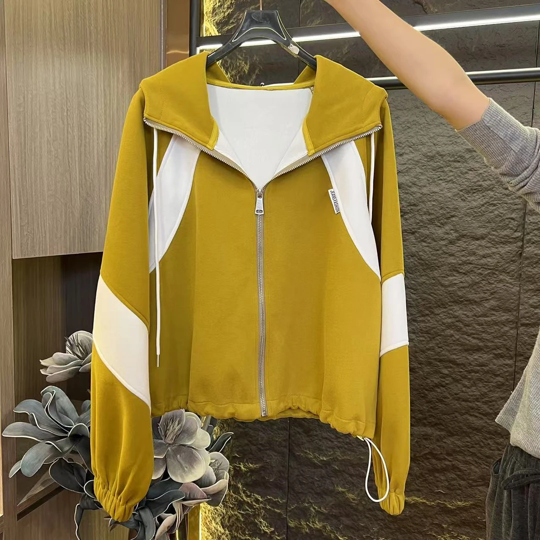 (果果专属）春节上新高级感撞色拼接连帽外套A218
