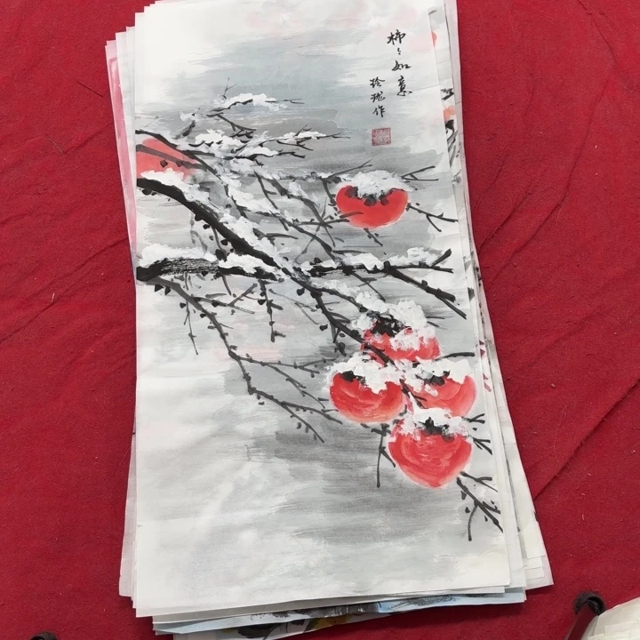 国画花鸟等图案为一体的