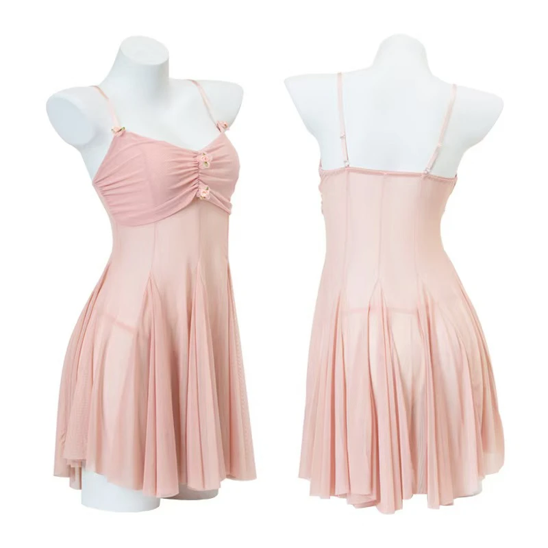 性感纯欲风吊带睡裙褶皱设计居家舒适睡衣