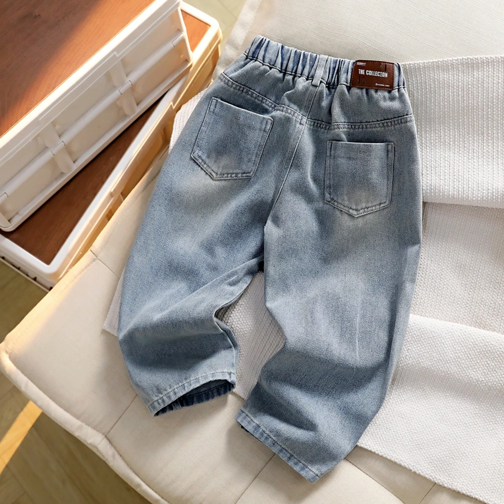 新款儿童宽松牛仔裤洋气百搭长裤童装春秋男童休闲裤子中大童童裤
