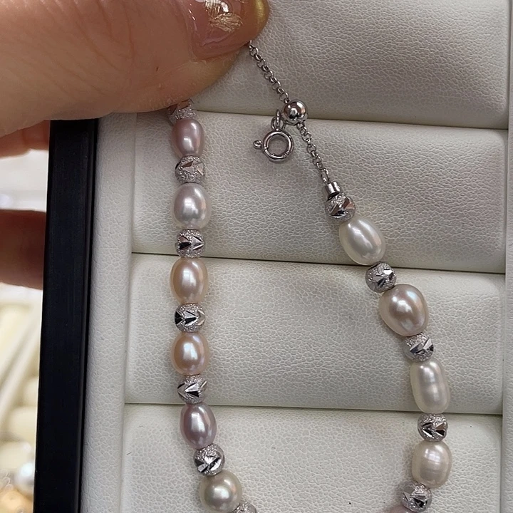 淡水珍珠银S925镶嵌手绳