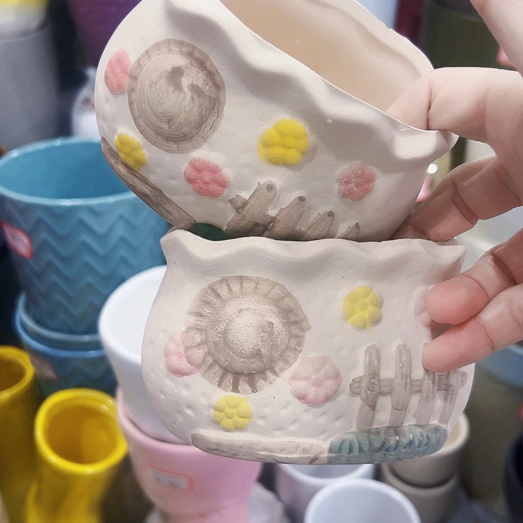 有孔外贸尾单陶瓷花盆凑单10米包邮