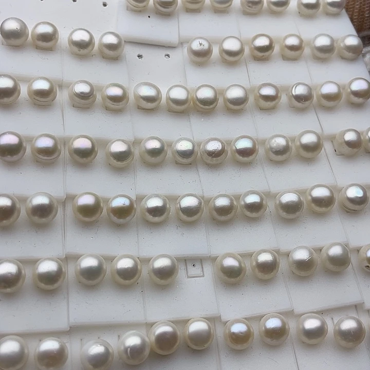 玛瑙/玉髓未镶嵌珠宝半成品一对10mm左右螺纹珍珠耳钉