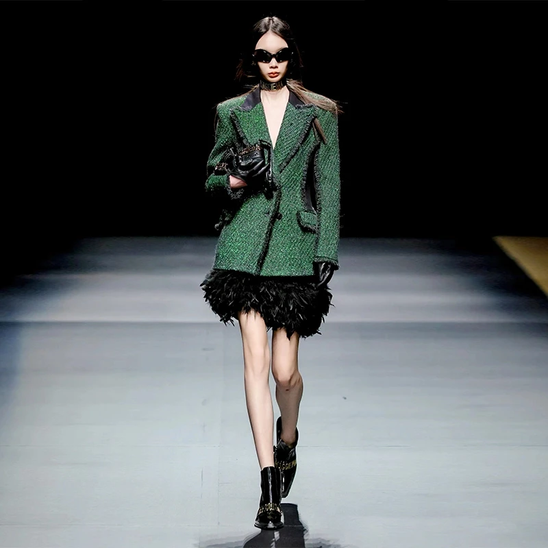 MAGGIEMA马婧时尚复古优雅重工西装气质翻领外套小香风套装女497c